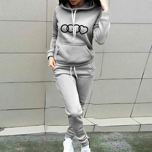 Women Two Piece Set Tracksuit Top+Pant Suits Hoodie Pullover Sweatshirt With Pockets