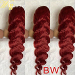 Load image into Gallery viewer, HGM Preplucked Remy Human Hair Lace Front Wigs Red Straight 180% 13x6 Lace Frontal Wigs Deep Wave Lace Frontal Wigs
