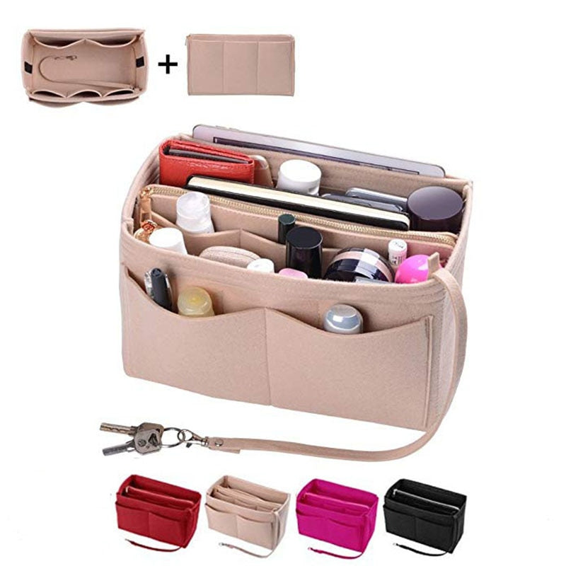 For Onthego MM GM Felt Cloth Insert Bag Organizer Makeup Handbag shaper on  the go Organizer Portable Cosmetic Bags