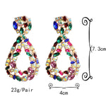 Load image into Gallery viewer, HGM Long Metal Hollowed-out Hanging Colorful Crystals Dangle Drop Earrings Fine Jewelry Accessories For Women
