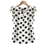 Load image into Gallery viewer, Hot Women Summer Casual Polka Dot Round Neck Short Sleeve Shirt Top Chiffon Blouse
