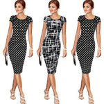 Load image into Gallery viewer, Elegant Women Dresses Bodycon Office Formal Business Work Party Sheath Tunic Pencil Midi O-neck Short Sleeves Dress
