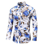 Load image into Gallery viewer, HGM Men Slim Floral Print Long Sleeve Shirts Fashion Brand Party Holiday Casual Dress Flower Shirt
