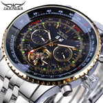 Load image into Gallery viewer, Classic Tourbillon Men Mechanical Watch White Automatic Calendar Big Dial Stainless Steel Band Military Pilot Wristwatch
