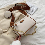 Load image into Gallery viewer, Fashion chains women shoulder bags designer wide strap messenger leather crossbodyl purse 3 bag set
