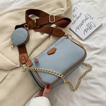 Load image into Gallery viewer, Fashion chains women shoulder bags designer wide strap messenger leather crossbodyl purse 3 bag set
