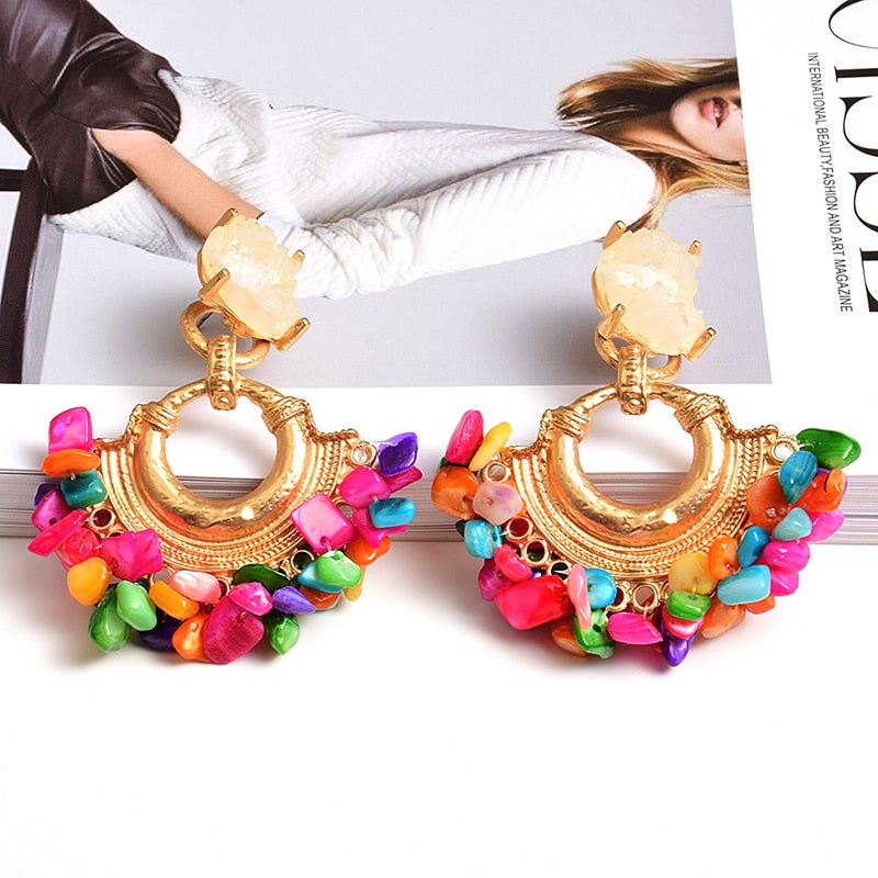 HGM Handmade Hanging Colorful Rhinestone Dangle Metal Drop Earrings Jewelry Accessories For Women