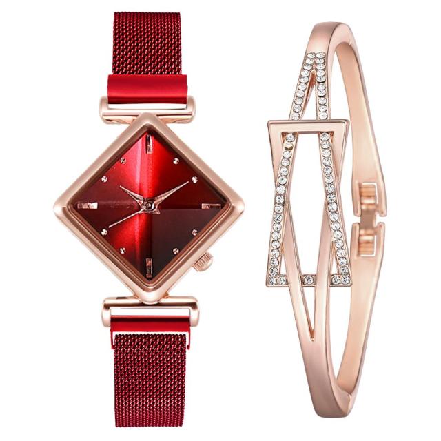 Women Square Watch Luxury Ladies Quartz Magnet Buckle Gradient Color Watches Relogio Feminino