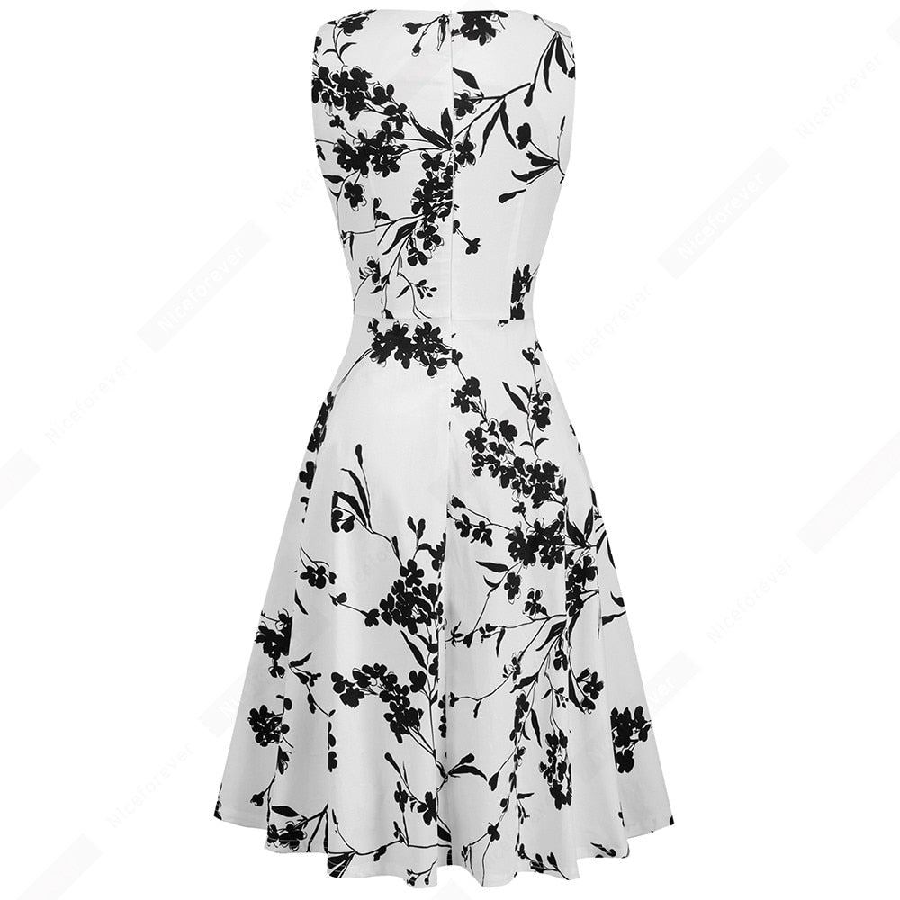 Women Casual Sleeveless Tunic Swing Party Dress Summer Vintage Print A-line Dress