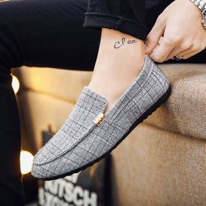 Men Casual Loafers Slip On Light Canvas Breathable Fashion Flat Footwear