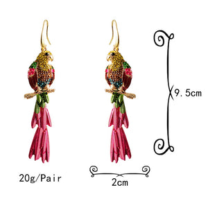 Long Bird-Shaped Earring High-quality Colorful Crystals Drop Earrings Fashion Jewelry Accessories For Women