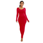 Load image into Gallery viewer, Sexy Women Solid Color Long Sleeve Round Neck Bodycon Maxi Dress evening party dress sexy comfortable

