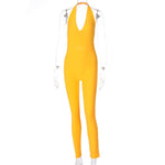Load image into Gallery viewer, Simenual Solid Bodycon Halter Women Long Jumpsuits Skinny Backless Sleeveless Workout Overalls Sportswear Fashion Basic Jumpsuit
