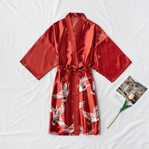 Satin Robe Female Bathrobe Sexy peignoir femme Silk Kimono Bride Dressing gown sleepwear Night Grow For Women
