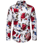 Load image into Gallery viewer, Men Long Sleeve Shirt Floral print Autumn Streetwear Casual Fashion Men Shirt
