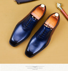 Handmade Office Shoes Vintage Design Oxford Men Dress Shoes Formal Business Lace-up Full Grain Real Leather Shoes for Men