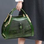 Load image into Gallery viewer, 100% Genuine leather crocodile pattern handbag Women middle-aged female shoulder messenger bag multi-layer large bag
