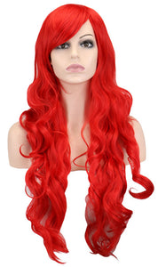 Long Wavy Cosplay Black Purple White Red Pink Blue Blonde Orange Sliver Gray 80 Cm Synthetic Hair Wigs