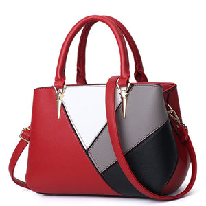 ladies shoulder bag stitching solid color PU leather handbags female bags classic large-capacity bag