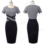 Load image into Gallery viewer, Vintage Elegant Contrast Color Patchwork Wear to Work vestidos Business Party Office Women Bodycon Dress
