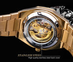 Cargar imagen en el visor de la galería, Gold Mechanical Automatic Watches For Men Skeleton Waterproof Clock Top Brand Luxury Luminous Hands Wristwatches
