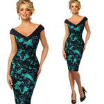 Load image into Gallery viewer, Elegant Flower Sexy Off Shoulder vestidos Business Party Bodycon Sheath Women Dress

