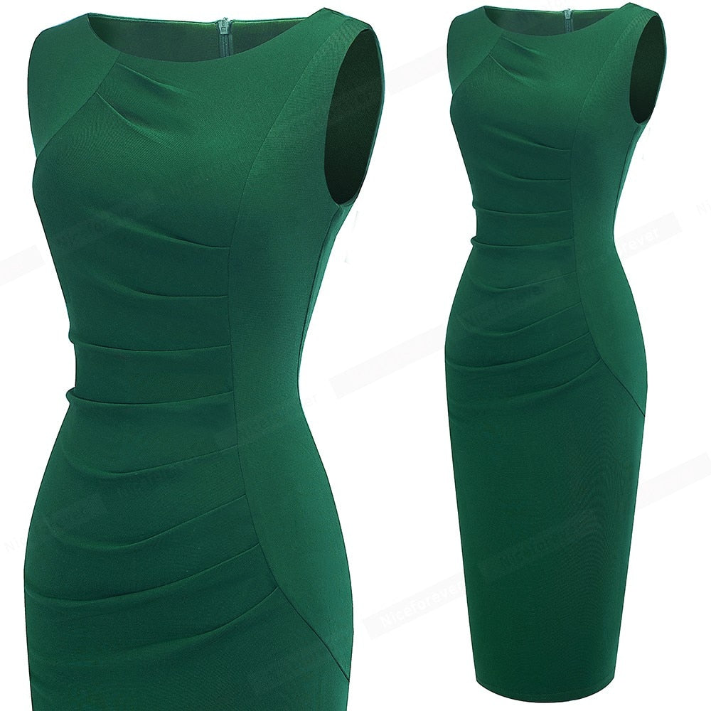 Solid Color Elegant Work Office Dresses Business Formal Party Bodycon Sheath Women Dress