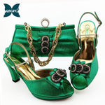 Load image into Gallery viewer, Latest Design Women Italian African Party Pumps Shoes and Bag Set Decorated with Rhinestone Women Shoes and Bag Set
