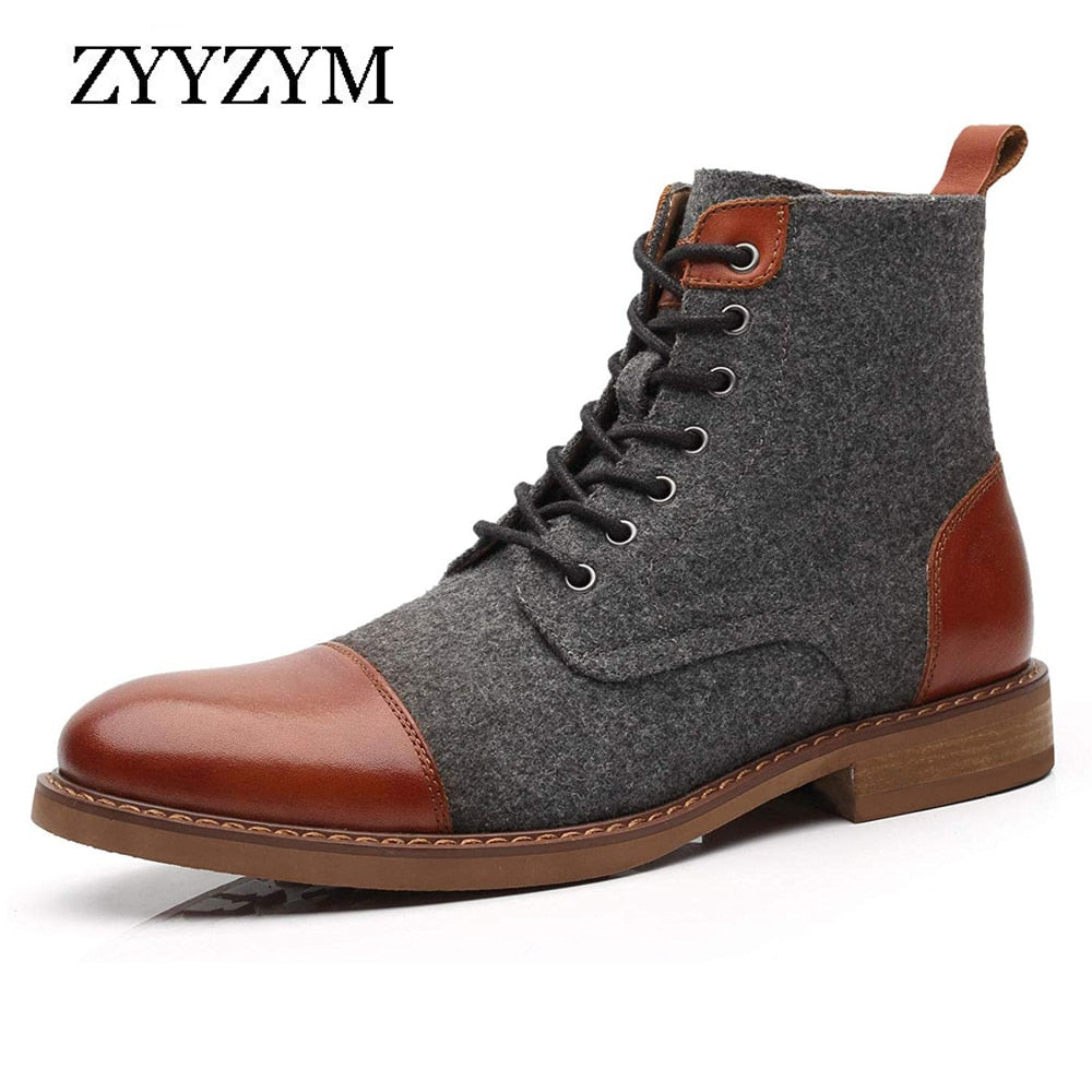 Men Ankle Boots Autumn Winter Casual Lace Up Shoes Booties Oxfords Fashion Boots