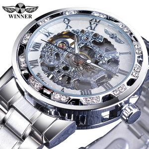 Transparent Fashion Diamond Luminous Gear Movement Royal Design Men Top Brand Luxury Mechanical Skeleton Wrist Watch