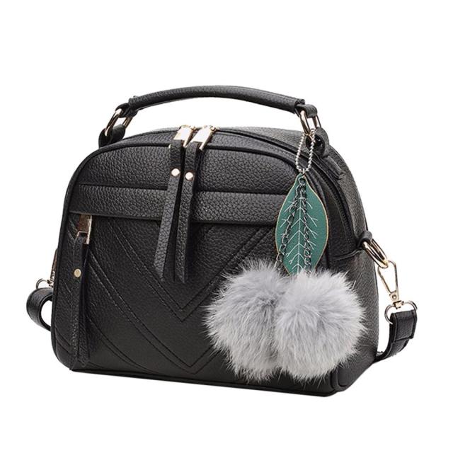 Designer Leather Women Fashion Tassel Messenger Bags With Ball Bolsa Shoulder Bags