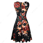 Load image into Gallery viewer, Women Vintage Casual Round Neck A line Summer Elegant Floral Lace Patchwork Sleeveless Tunic Party Swing Dress
