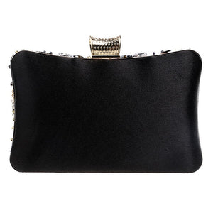 Small Beaded Clutch Purse Elegant Black Evening Bags Wedding Party Clutch Handbag Metal Chain Shoulder Bags