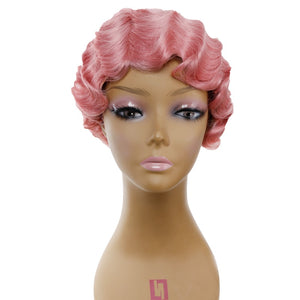 Red Short Curly Wigs for African American Women Brown Black Finger Waves Wig Synthetic Blonde Hair Wig Cosplay