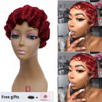 Load image into Gallery viewer, Red Short Curly Wigs for African American Women Brown Black Finger Waves Wig Synthetic Blonde Hair Wig Cosplay
