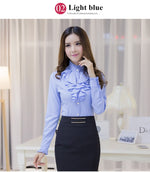 Load image into Gallery viewer, High Quality White Blouse Fashion Female Full Sleeve Casual Shirt Elegant Ruffled Collar Office Lady Tops Women Wear
