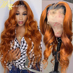 Load image into Gallery viewer, HGM Wigleader Human Hair Lace Front Wigs 180% Preplucked Lace Frontal Wig 1b/ Ginger Orange Ombre Glueless Hair Wigs Wavy Lace Wigs

