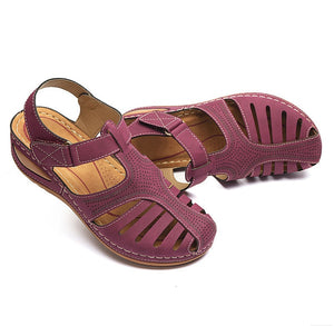 HGM Woman Vintage Wedge Sandals Buckle Casual Sewing Ladies Platform Retro Sandals