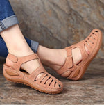 Load image into Gallery viewer, HGM Woman Vintage Wedge Sandals Buckle Casual Sewing Ladies Platform Retro Sandals

