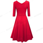 Load image into Gallery viewer, New Spring Pure Color with Sash Retro Dresses Cocktail Party Flare Swing Women Dress
