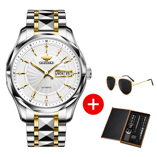 HGM OUPINKE Watches For Couples Gold Watch Original Design Switzerland Luxury Brand Automatic Mechanical Watch Men Women Wristwatch