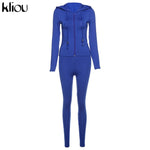 Load image into Gallery viewer, Two piece set women long sleeve hooded zipper pocket sporty Jackets+leggings matching sets workout stretchy outfits
