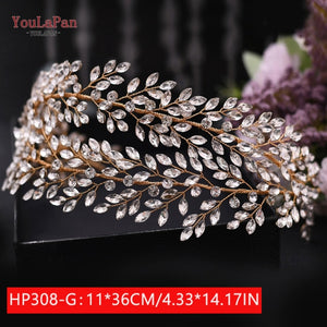 HGM Silver Diamonds Bridal Crown Wedding Hair Accessories Bridal Headwear Rhinestone Headband for Women Headpiece