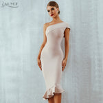 Load image into Gallery viewer, New Women Bandage Dress Sexy One Shoulder Sleeveless Ruffles Nightclub Celebrity Evening Party Mermaid Dresses
