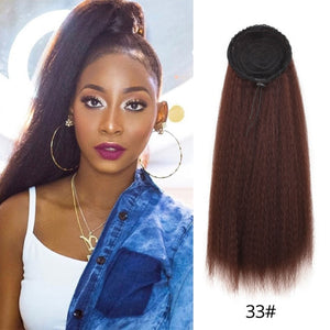 Long Afro Kinky Curly Ponytail Synthetic Hair Pieces Natural Drawstring Ponytail Hair Extensions False Hair Pieces