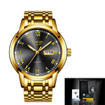 Load image into Gallery viewer, LIGE Gold Men Watch Waterproof Stainless Steel with date week Quartz Watches Men&#39;s Luxury Business Dress Clock
