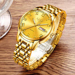 Load image into Gallery viewer, LIGE Gold Men Watch Waterproof Stainless Steel with date week Quartz Watches Men&#39;s Luxury Business Dress Clock
