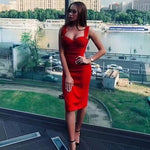 Load image into Gallery viewer, New Bandage Dress Women Sexy Sleeveless Spaghetti Strap Red Club Celebrity Evening Party Dress Vestidos
