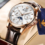 Cargar imagen en el visor de la galería, OUPINKE Men Mechanical Watch Luxury Automatic Watch Leather Sapphire Waterproof Sports Moon Phase Wristwatch Montre homme
