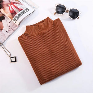 Marwin New-coming Autumn Winter Tops Turtleneck Pullovers Sweaters Primer shirt long sleeve Short Korean Slim-fit tight sweater